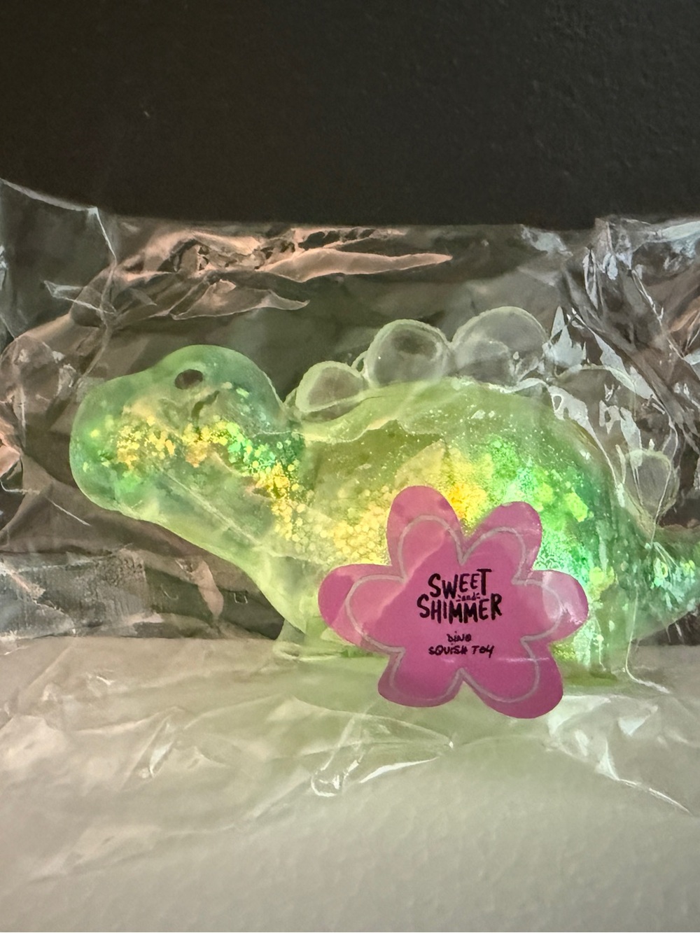 Sweet Shimmer Green Glitter Dino Squeeze Toy